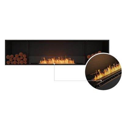 EcoSmart Fire Flex 86SS 94" Black Single Sided Ethanol Fireplace Insert with Black Burner and Both Sides Decorative Box by Mad Design Group