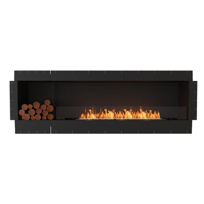 EcoSmart Fire Flex 86SS 94" Black Single Sided Ethanol Fireplace Insert with Black Burner and Both Sides Decorative Box by Mad Design Group