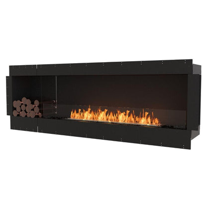 EcoSmart Fire Flex 86SS 94" Black Single Sided Ethanol Fireplace Insert with Black Burner and Both Sides Decorative Box by Mad Design Group