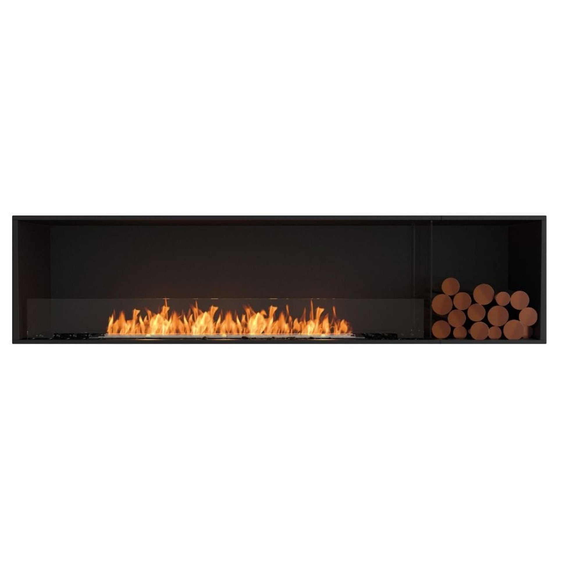 EcoSmart Fire Flex 86SS 94" Black Single Sided Ethanol Fireplace Insert with Black Burner and Both Sides Decorative Box by Mad Design Group
