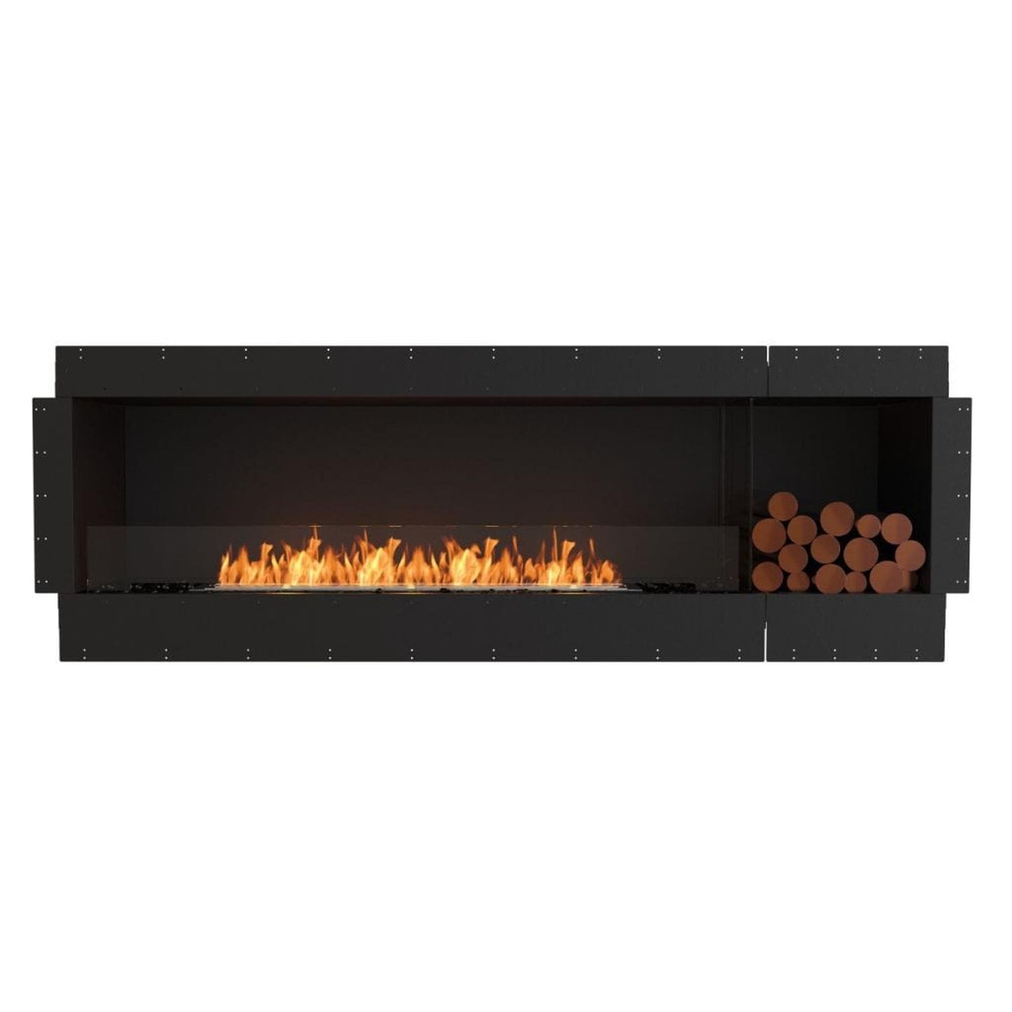 EcoSmart Fire Flex 86SS 94" Black Single Sided Ethanol Fireplace Insert with Black Burner and Both Sides Decorative Box by Mad Design Group