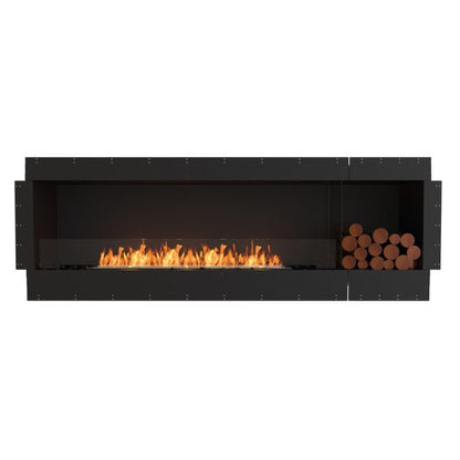 EcoSmart Fire Flex 86SS 94" Black Single Sided Ethanol Fireplace Insert with Black Burner and Both Sides Decorative Box by Mad Design Group