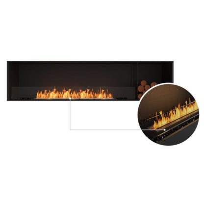 EcoSmart Fire Flex 86SS 94" Black Single Sided Ethanol Fireplace Insert with Black Burner and Both Sides Decorative Box by Mad Design Group
