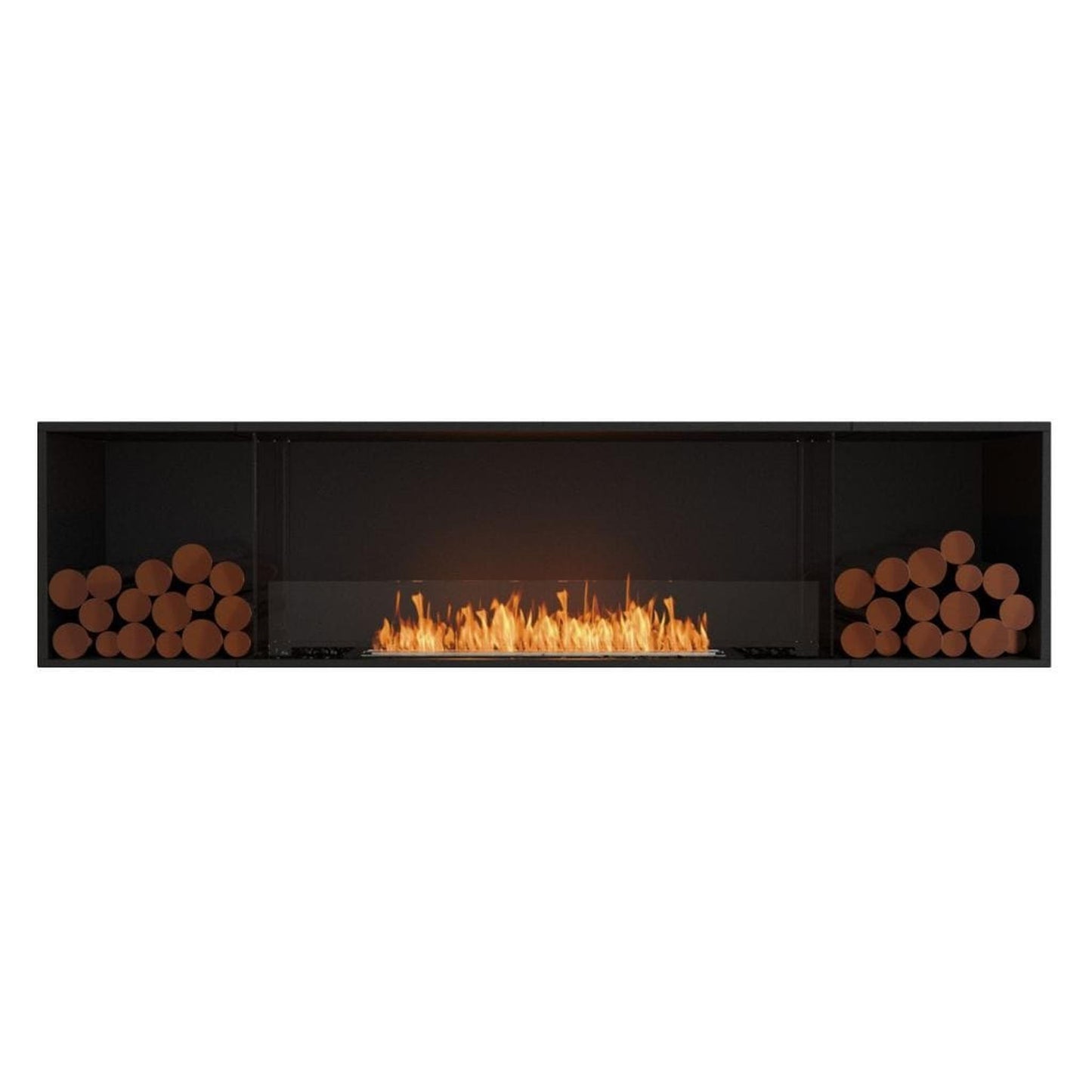 EcoSmart Fire Flex 86SS 94" Black Single Sided Ethanol Fireplace Insert with Black Burner and Both Sides Decorative Box by Mad Design Group