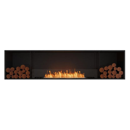 EcoSmart Fire Flex 86SS 94" Black Single Sided Ethanol Fireplace Insert with Black Burner and Both Sides Decorative Box by Mad Design Group