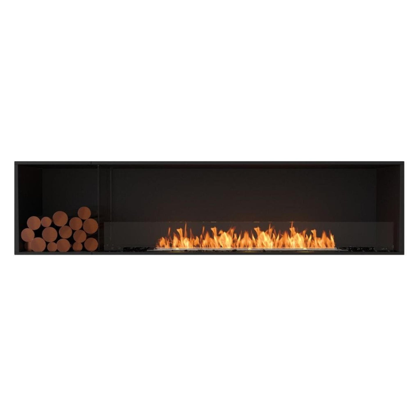 EcoSmart Fire Flex 86SS 94" Black Single Sided Ethanol Fireplace Insert with Black Burner and Both Sides Decorative Box by Mad Design Group