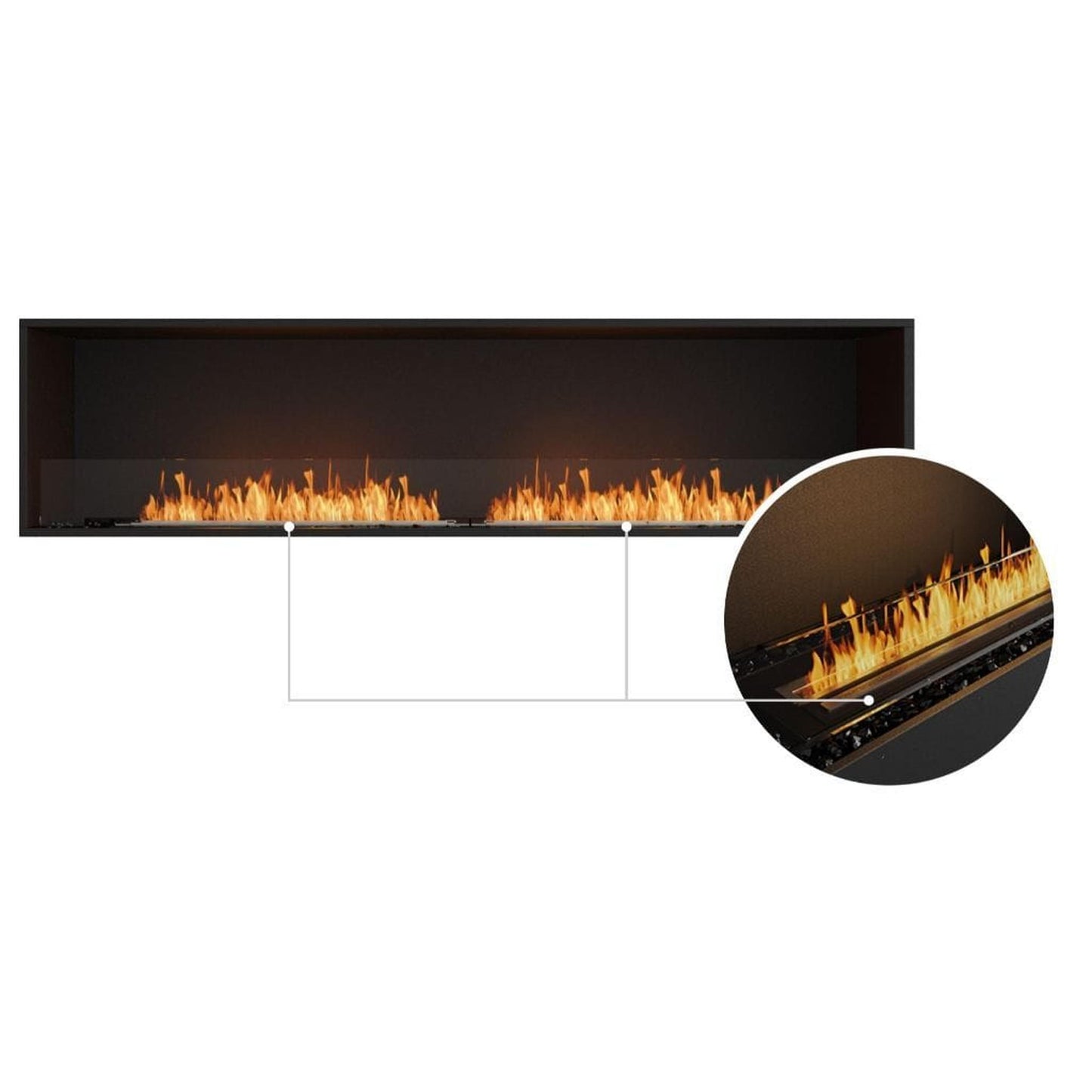 EcoSmart Fire Flex 86SS 94" Black Single Sided Ethanol Fireplace Insert with Black Burner by Mad Design Group