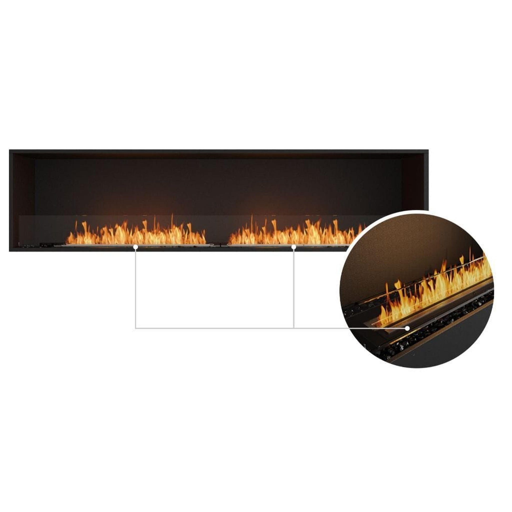 EcoSmart Fire Flex 86SS 94" Black Single Sided Ethanol Fireplace Insert with Black Burner by Mad Design Group