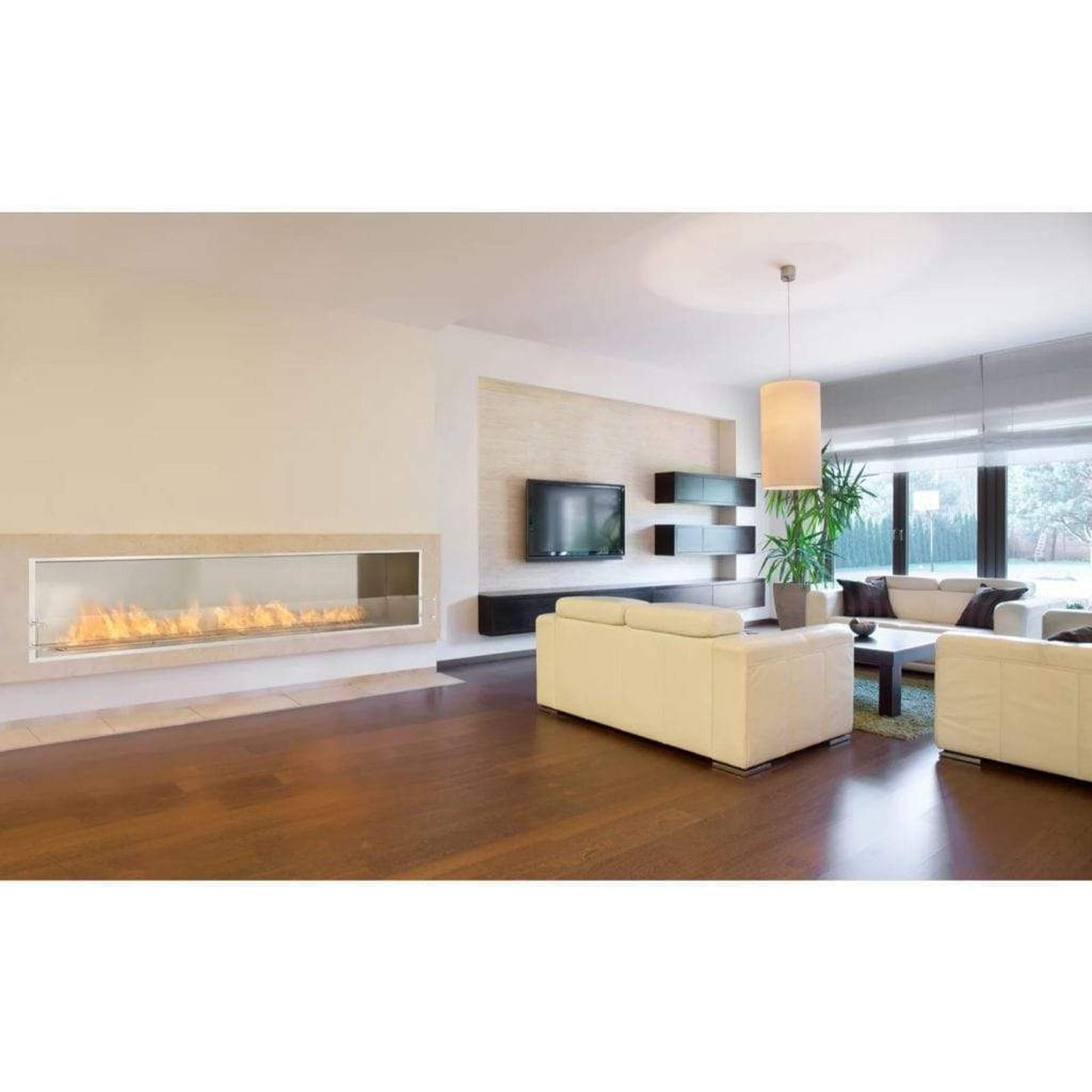 EcoSmart Fire Flex 86SS 94" Black Single Sided Ethanol Fireplace Insert with Black Burner by Mad Design Group
