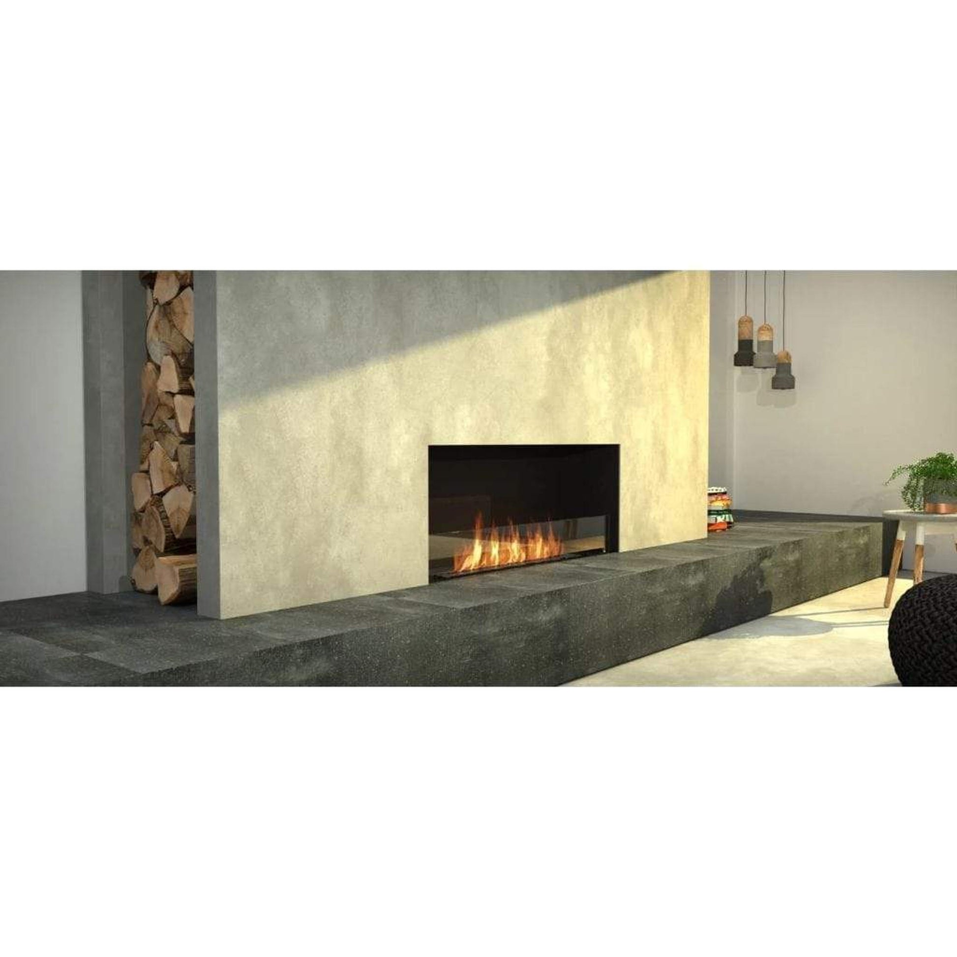 EcoSmart Fire Flex 86SS 94" Black Single Sided Ethanol Fireplace Insert with Black Burner by Mad Design Group