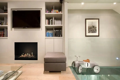 EcoSmart Fire Heritage 56SS 64" Black Fireplace Insert With Stainless Steel Ethanol Burner by Mad Design