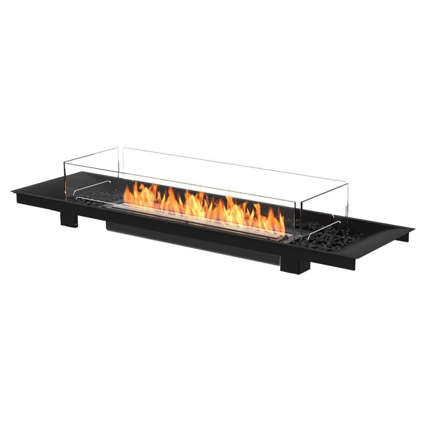 EcoSmart Fire Linear 65 64" Black Indoor Fire Pit Kit with Black Ethanol Burner by Mad Design Group