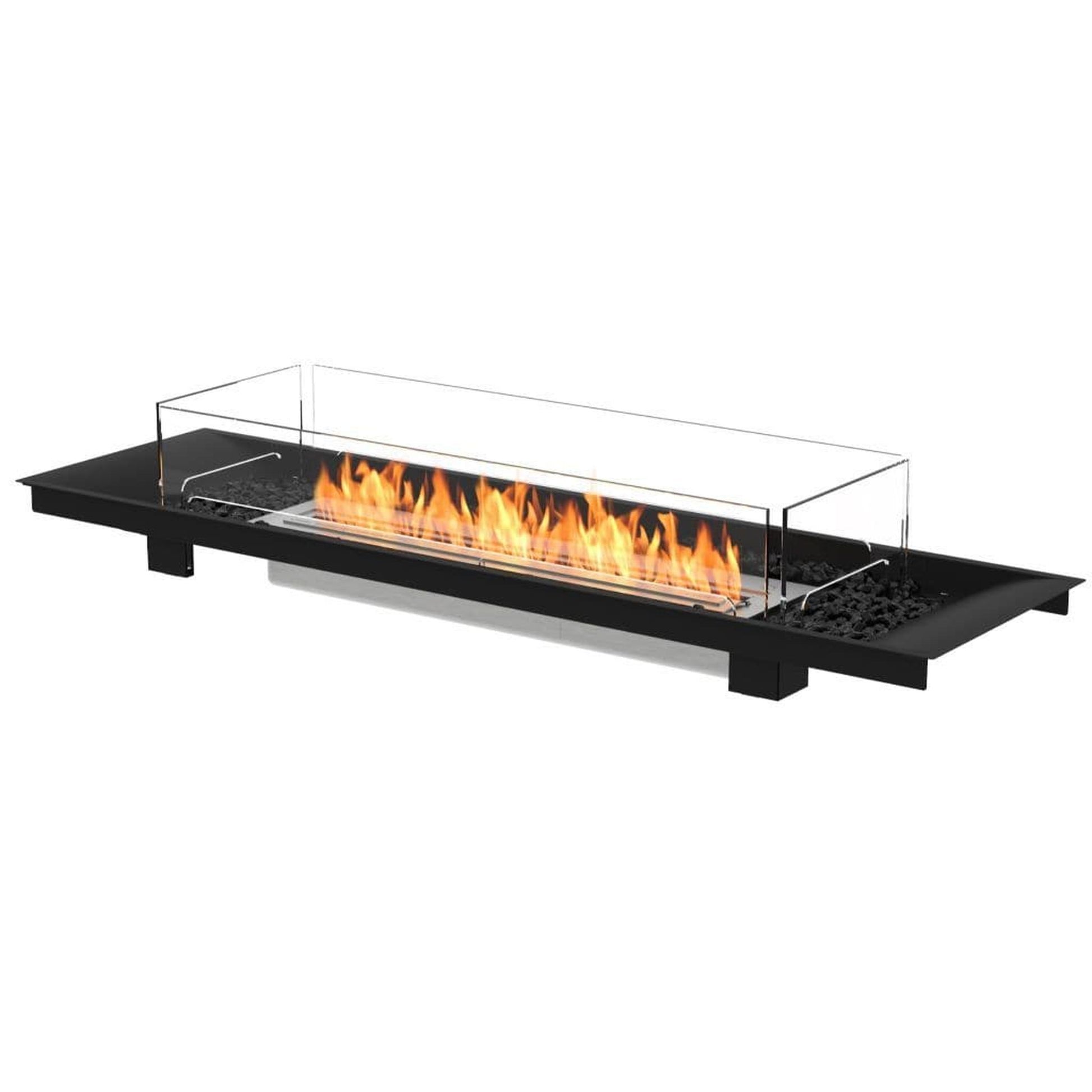 EcoSmart Fire Linear 65 64" Black Indoor Fire Pit Kit with Black Ethanol Burner by Mad Design Group