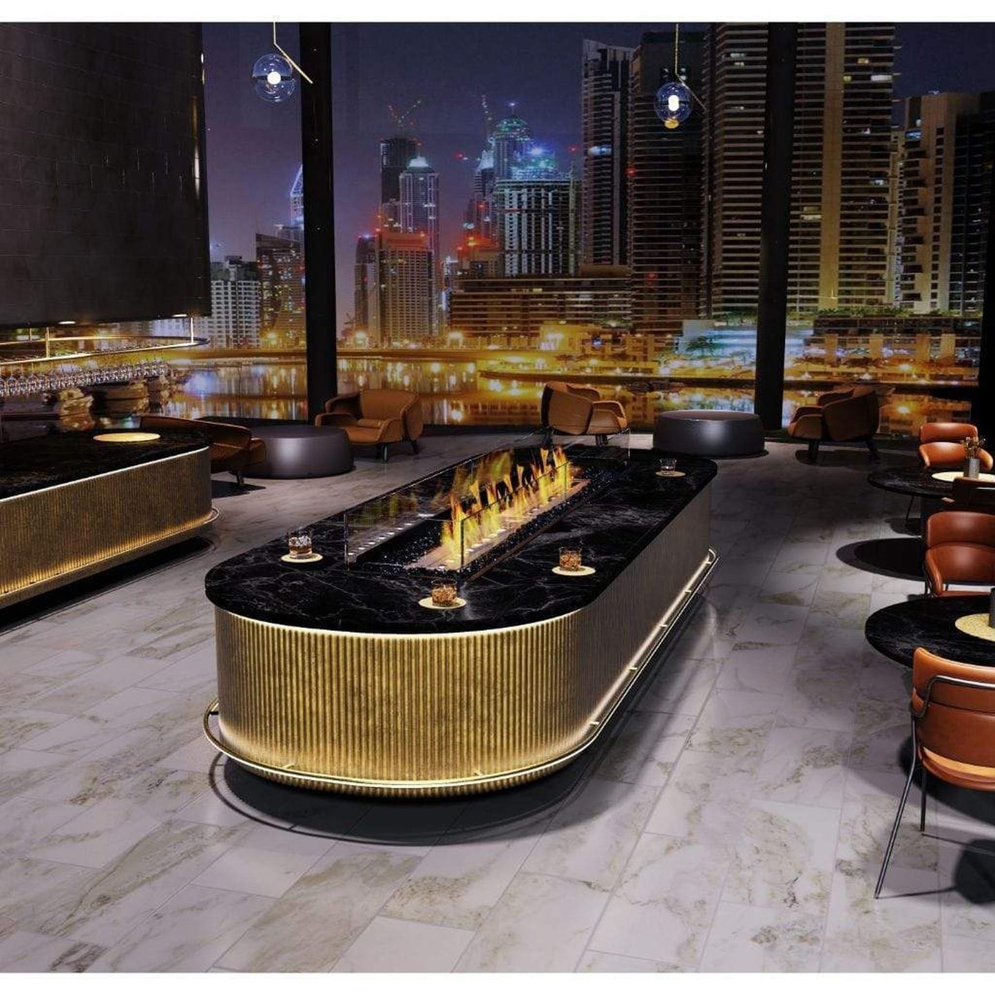 EcoSmart Fire Linear 90 90" Black Outdoor Fire Pit Kit with Black Ethanol Burner by Mad Design Group