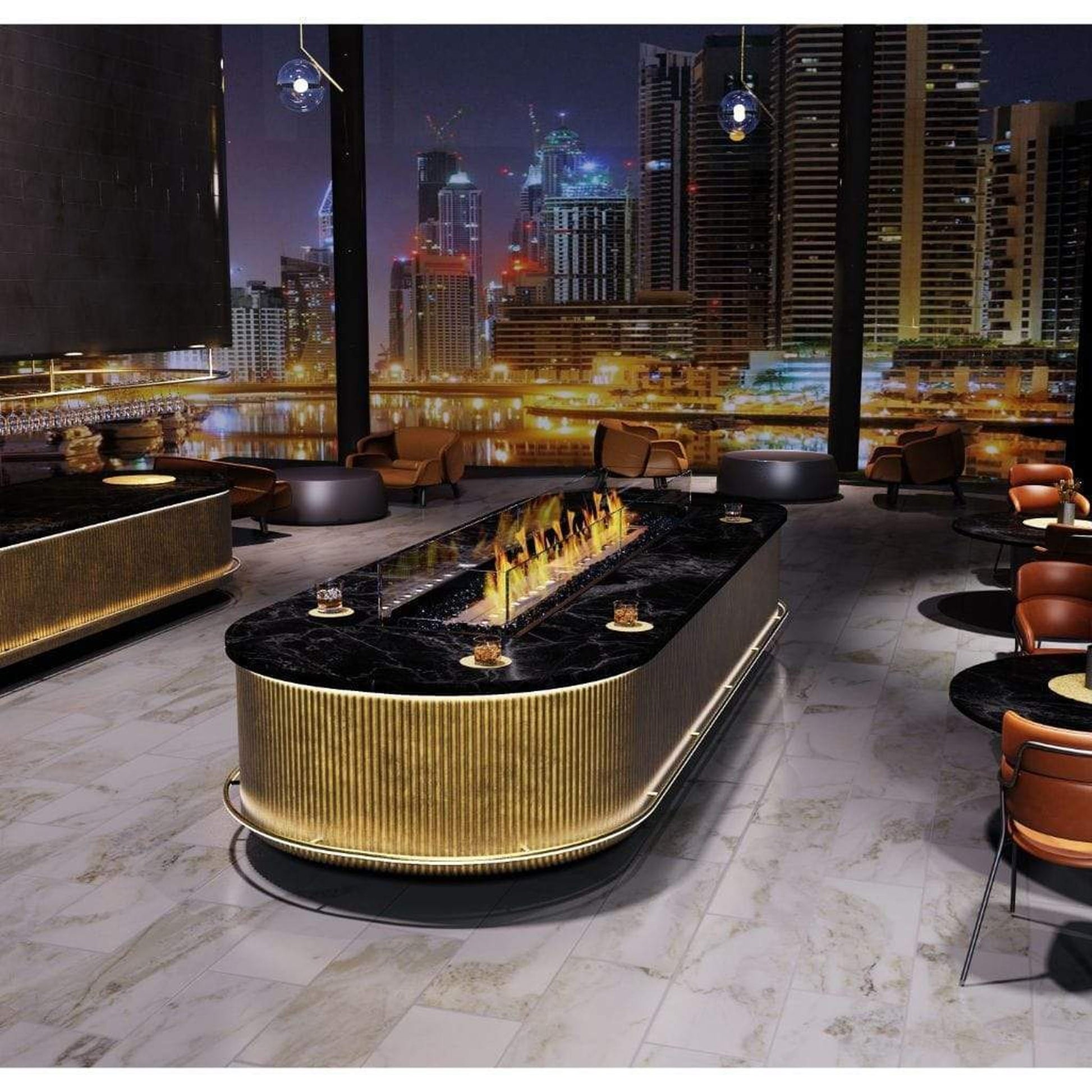 EcoSmart Fire Linear 90 90" Black Outdoor Fire Pit Kit with Black Ethanol Burner by Mad Design Group