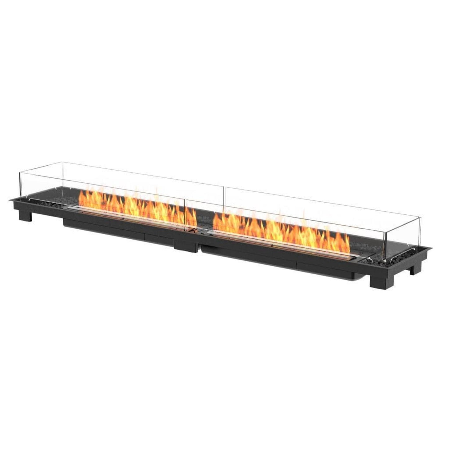 EcoSmart Fire Linear 90 90" Black Indoor Fire Pit Kit with Stainless Steel Ethanol Burner by Mad Design Group
