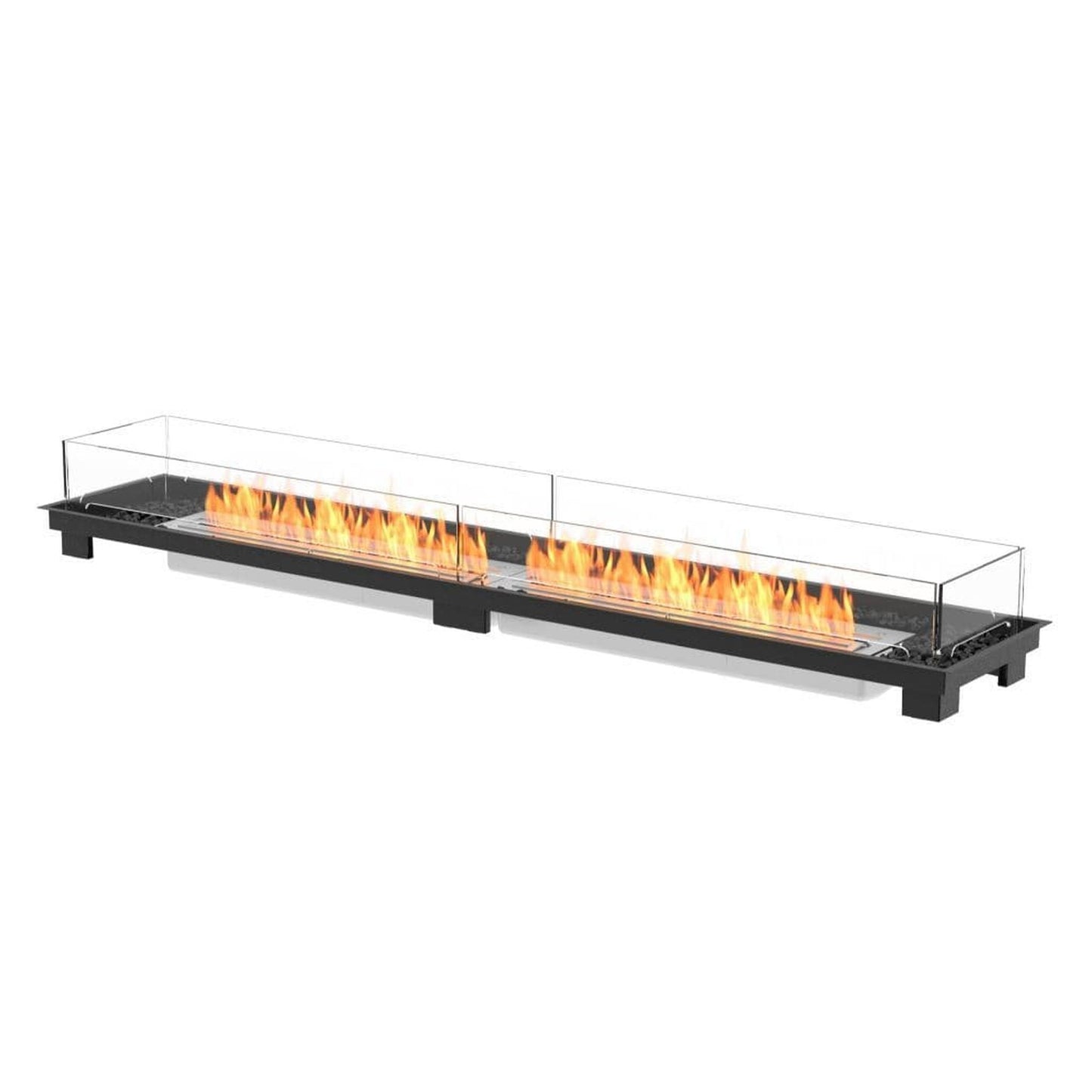 EcoSmart Fire Linear 90 90" Black Indoor Fire Pit Kit with Stainless Steel Ethanol Burner by Mad Design Group