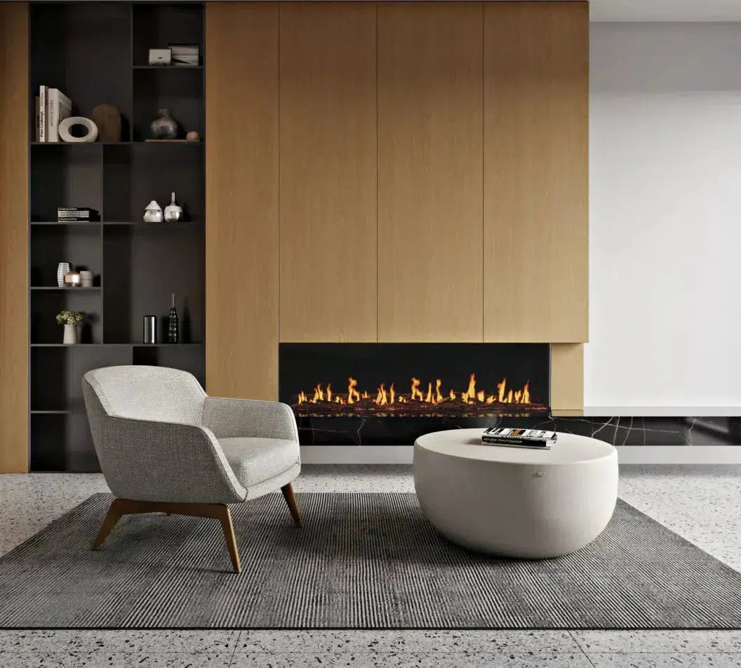 EcoSmart Fire Motion 100" Black Left Corner Electric Fireplace by MAD Design Group
