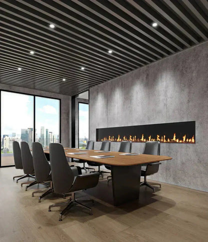 EcoSmart Fire Motion 100" Black Right Corner Electric Fireplace by MAD Design Group