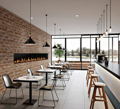 EcoSmart Fire Motion 76" Black Bay Electric Fireplace by MAD Design Group