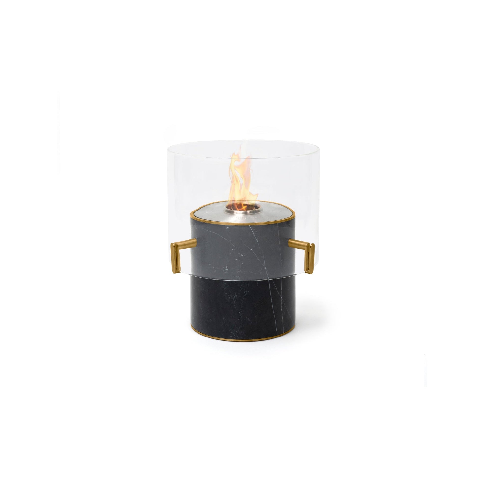 EcoSmart Fire PILLAR 3L 19" Marble Black Freestanding Designer Fireplace with Stainless Steel Burner by MAD Design Group