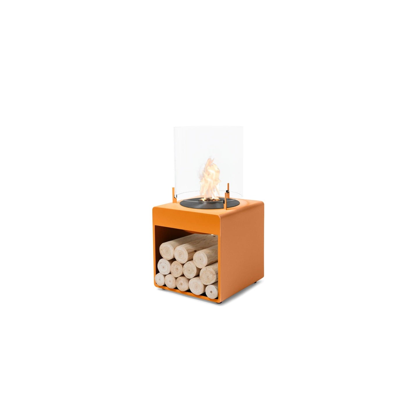 EcoSmart Fire Pop 3L 33" Orange Freestanding Designer Fireplace with Black Burner by MAD Design Group