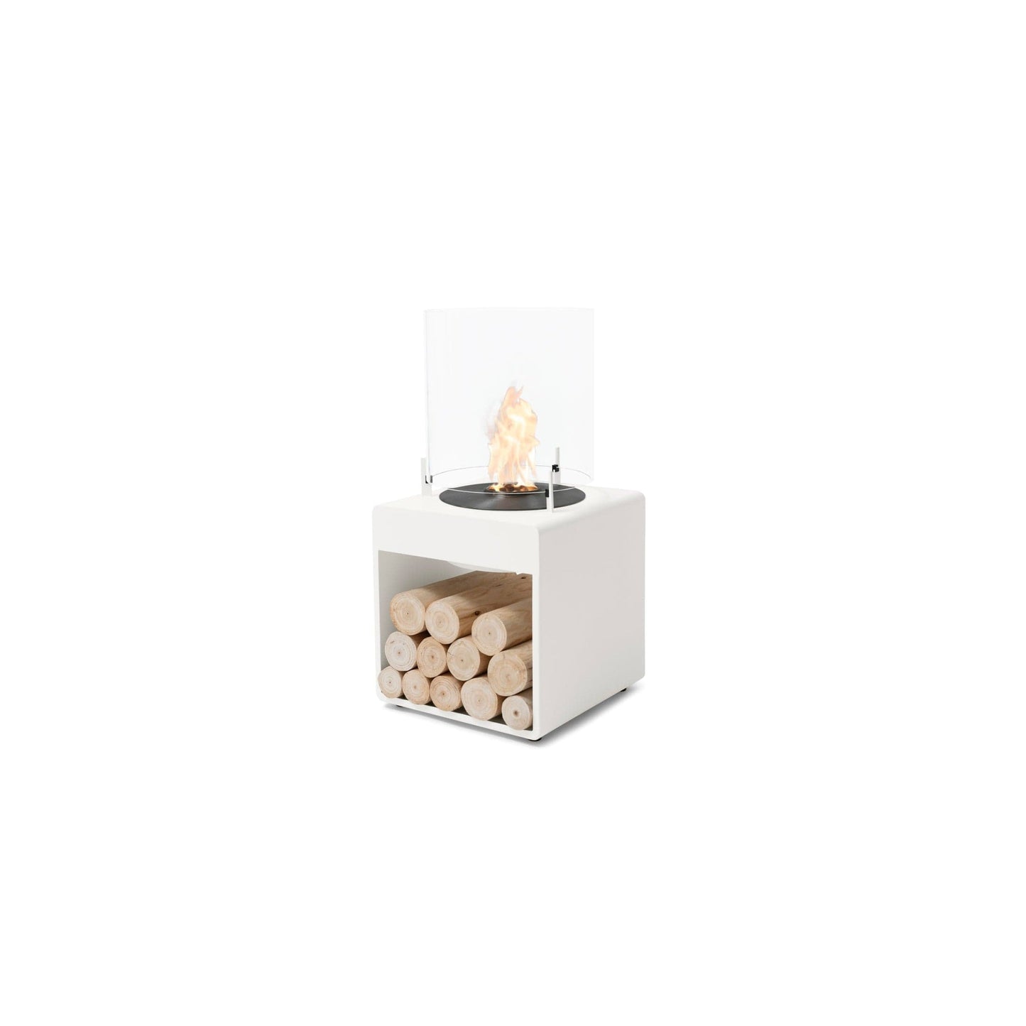 EcoSmart Fire POP 3L 27" White Freestanding Designer Fireplace with Black Burner by MAD Design Group