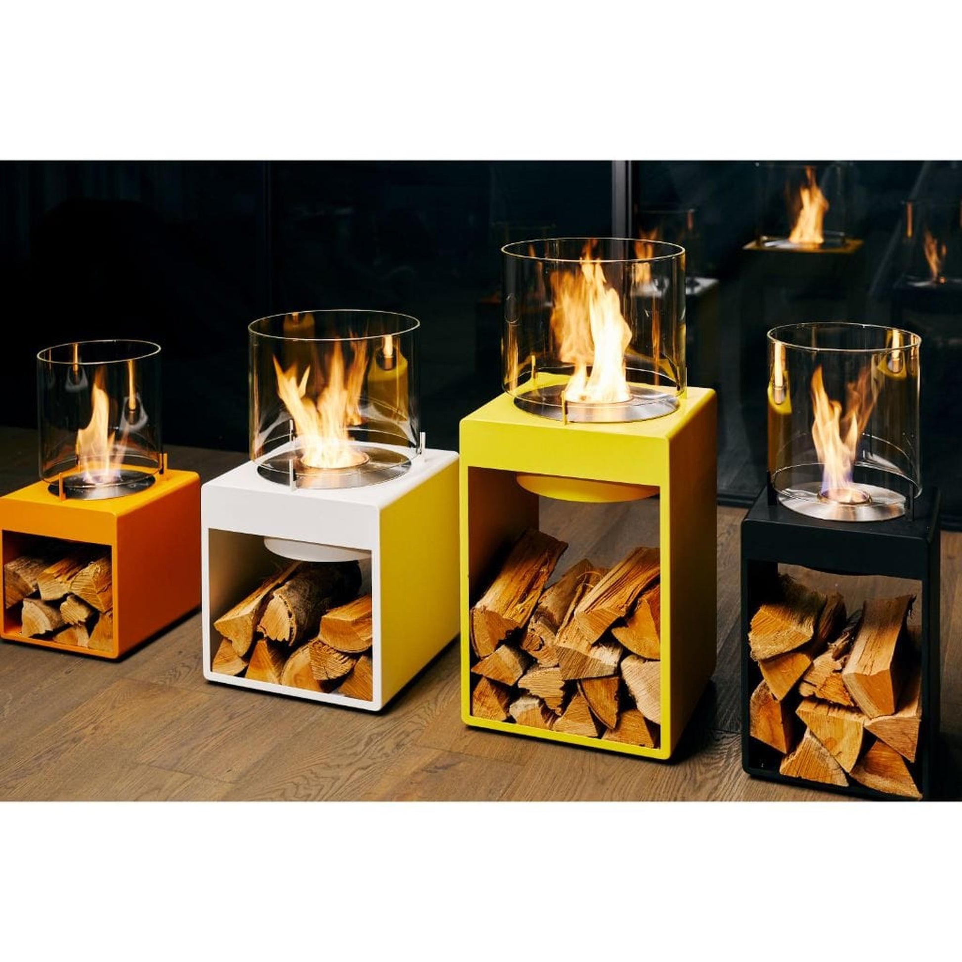 EcoSmart Fire POP 3L 27" White Freestanding Designer Fireplace with Stainless Steel Burner by MAD Design Group