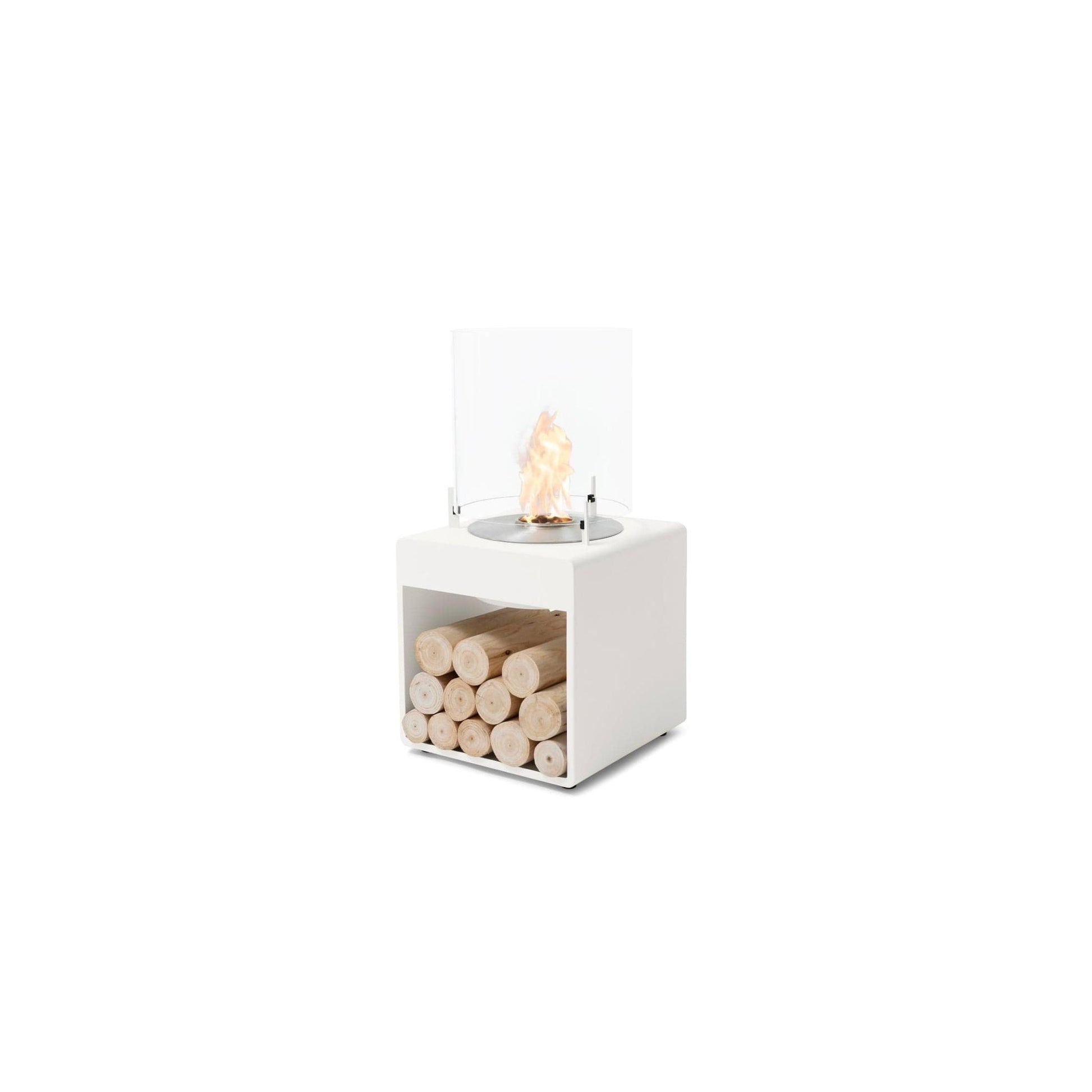 EcoSmart Fire POP 3L 27" White Freestanding Designer Fireplace with Stainless Steel Burner by MAD Design Group