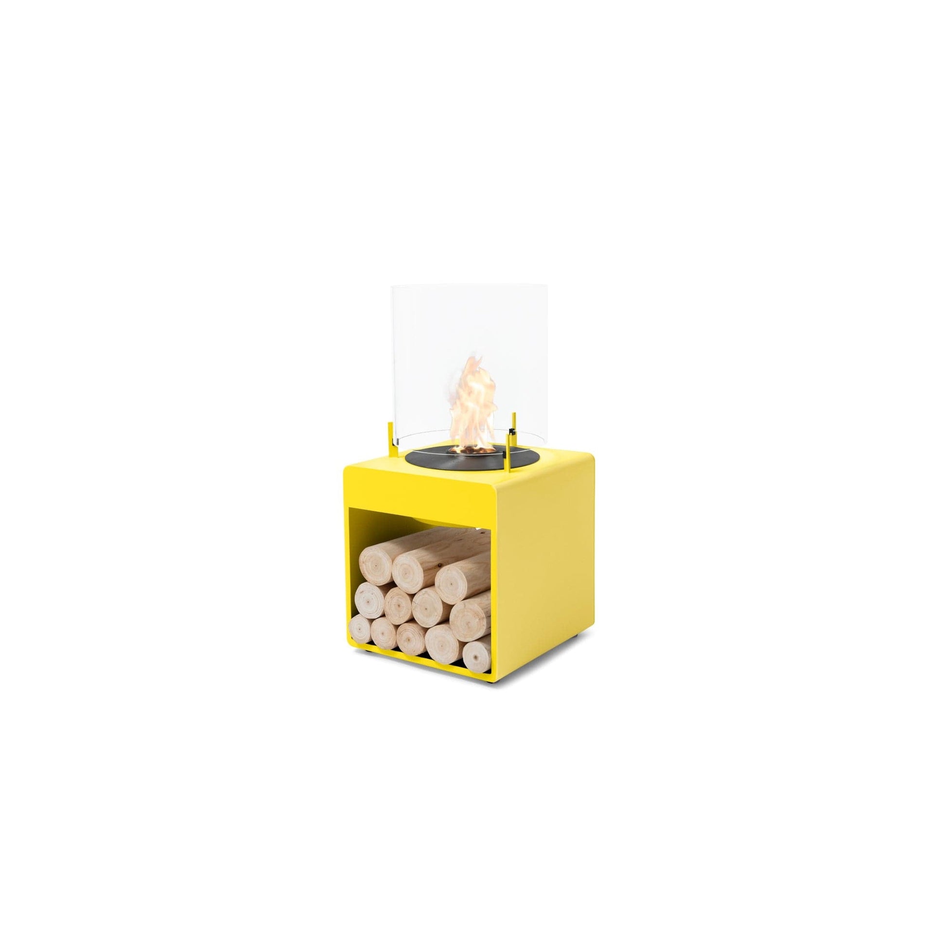 EcoSmart Fire POP 3L 27" Yellow Freestanding Designer Fireplace with Black Burner by MAD Design Group