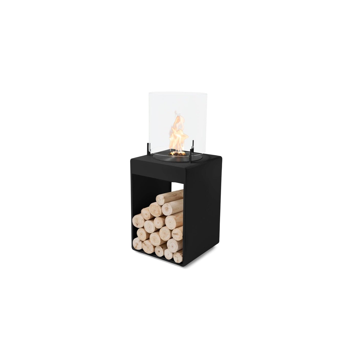 EcoSmart Fire POP 3T 33" Black Freestanding Designer Fireplace with Black Burner by MAD Design Group