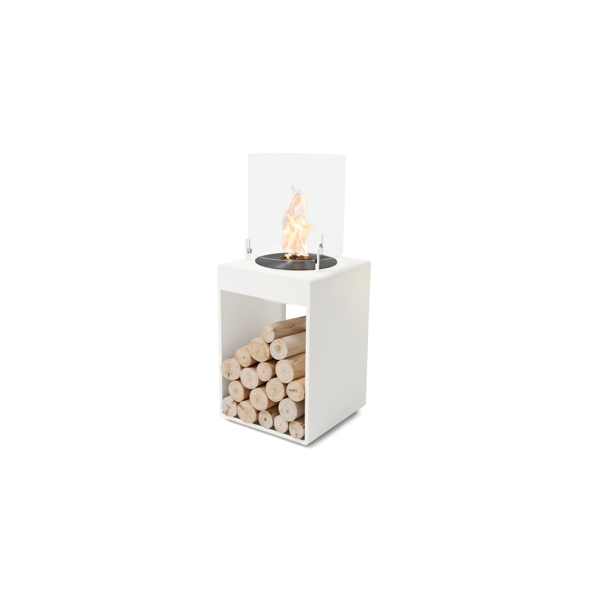 EcoSmart Fire POP 3T 33" White Freestanding Designer Fireplace with Black Burner by MAD Design Group