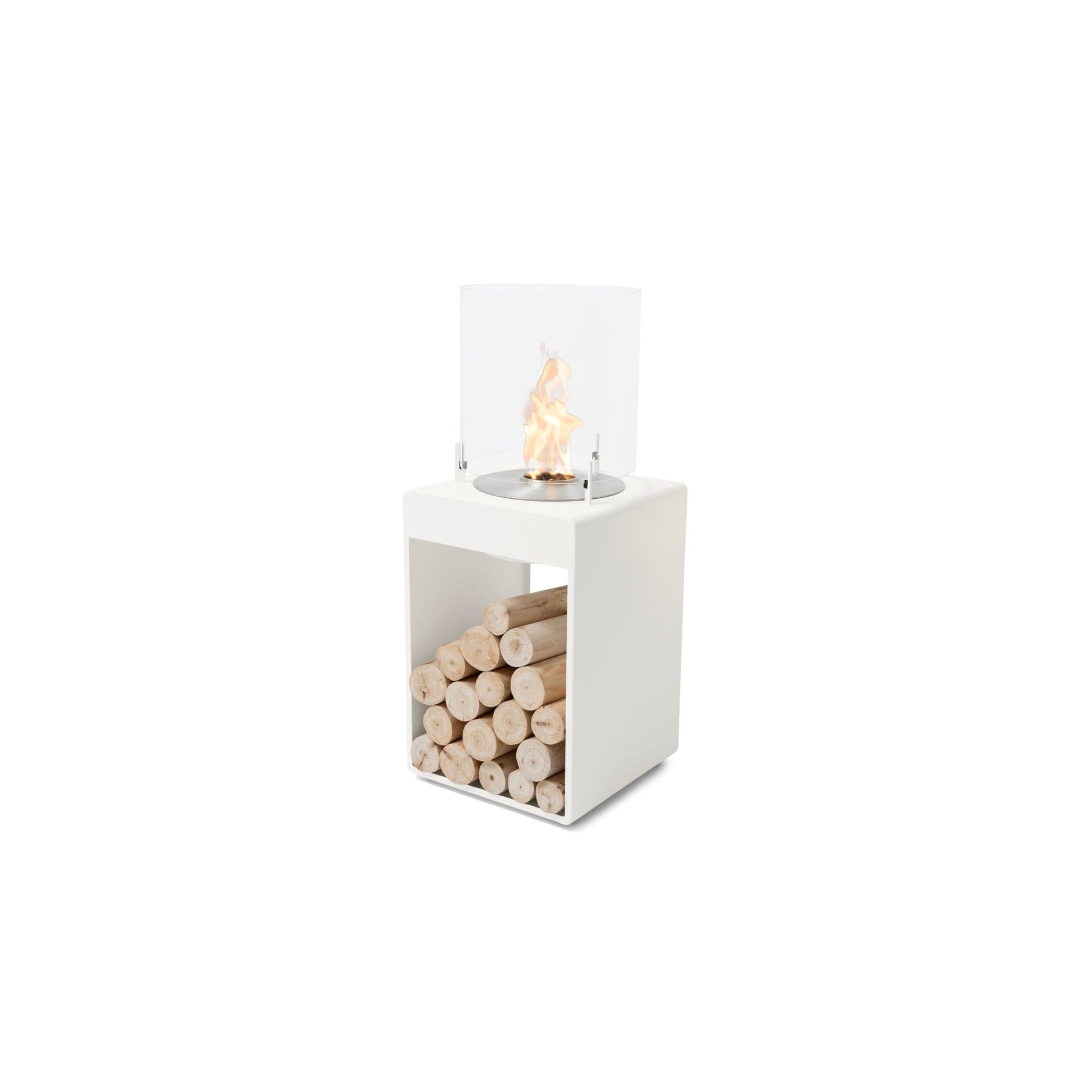 EcoSmart Fire POP 3T 33" White Freestanding Designer Fireplace with Stainless Steel Burner by MAD Design Group