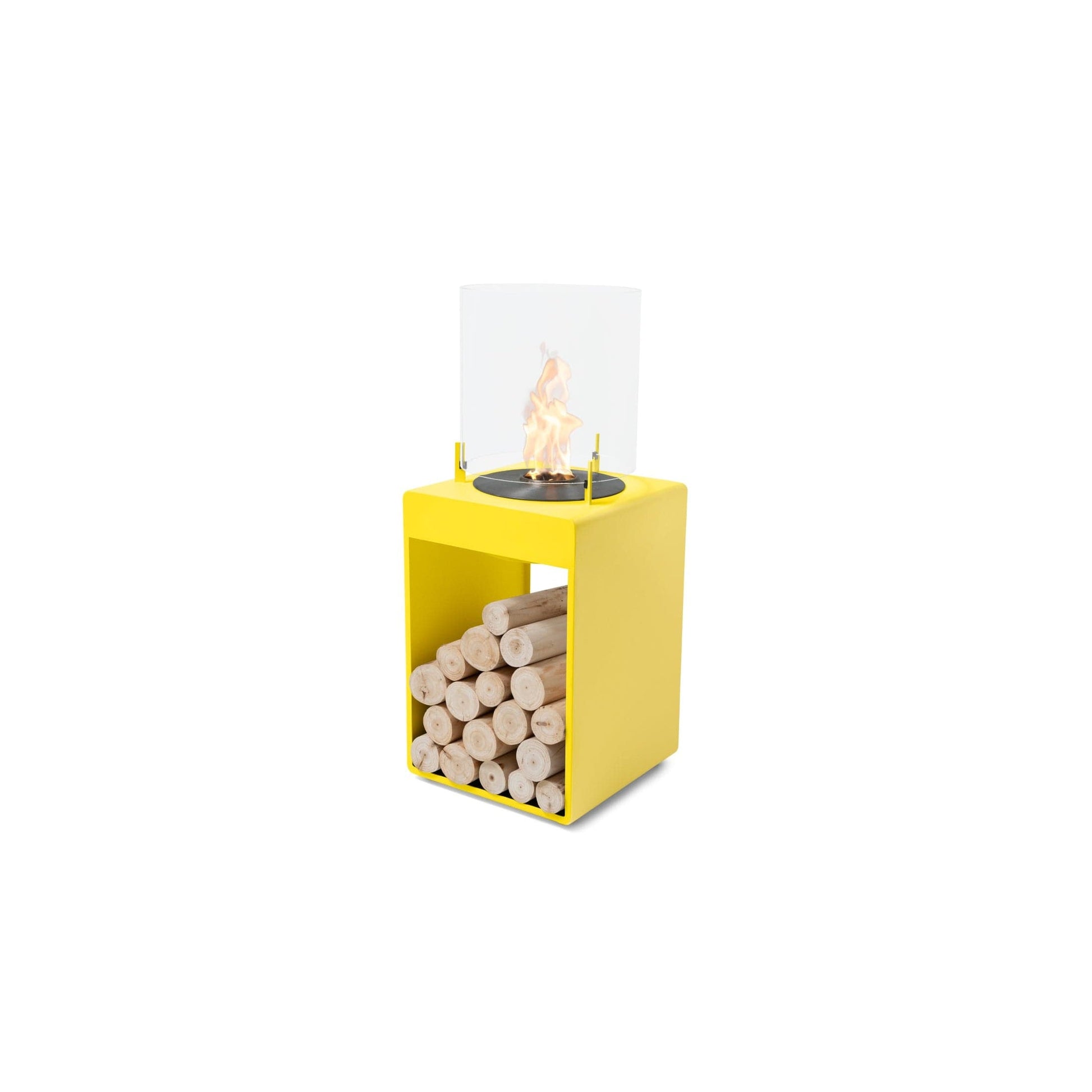 EcoSmart Fire POP 3T 33" Yellow Freestanding Designer Fireplace with Black Burner by MAD Design Group