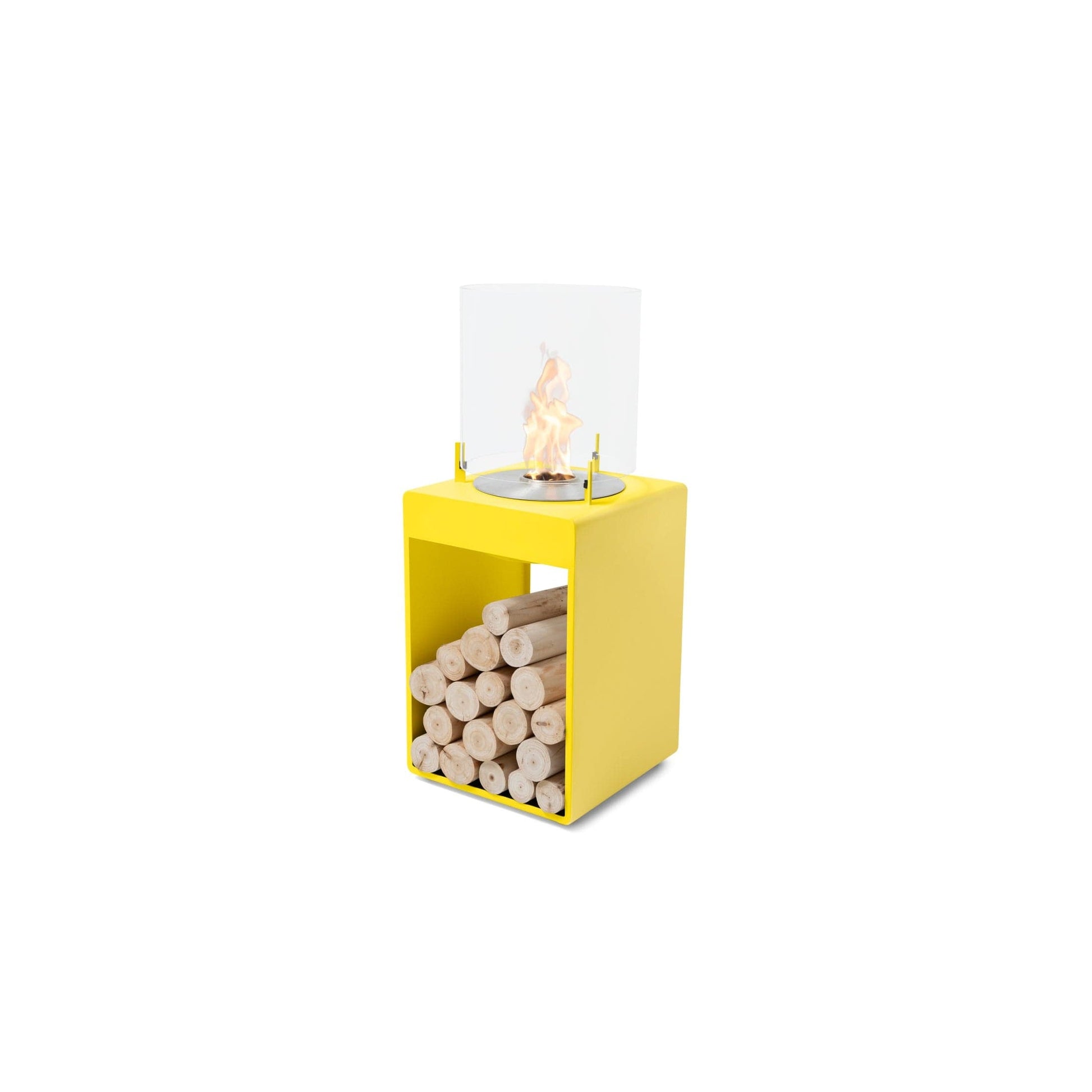 EcoSmart Fire POP 3T 33" Yellow Freestanding Designer Fireplace with Stainless Steel Burner by MAD Design Group