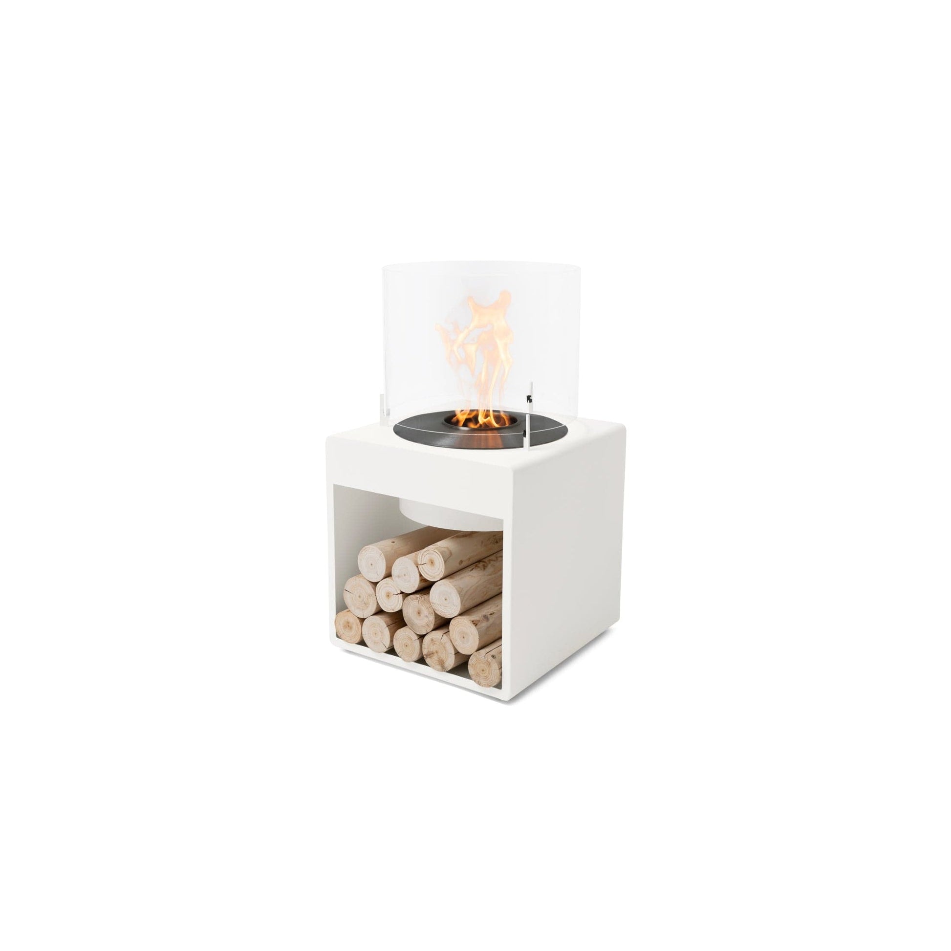 EcoSmart Fire POP 8L 31" White Freestanding Designer Fireplace with Black Burner by MAD Design Group