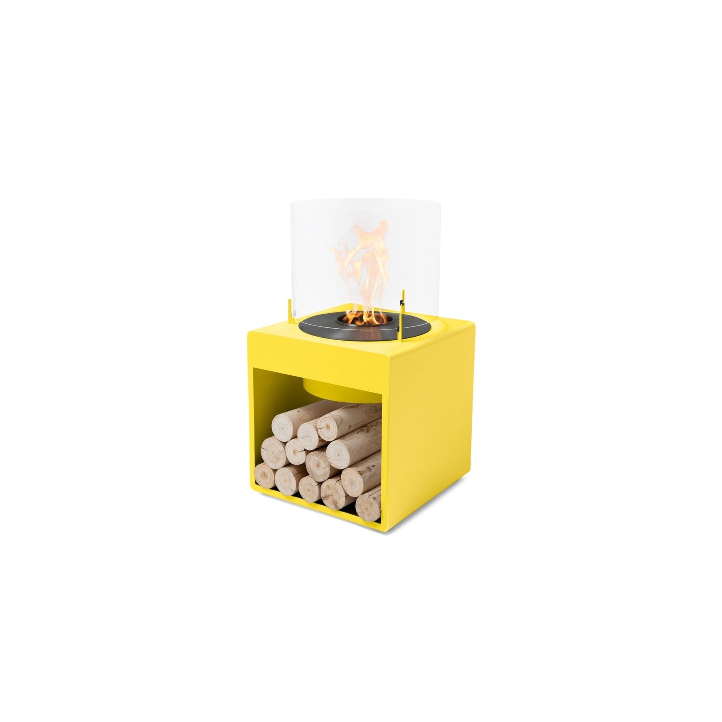 EcoSmart Fire POP 8L 31" Yellow Freestanding Designer Fireplace with Black Burner by MAD Design Group