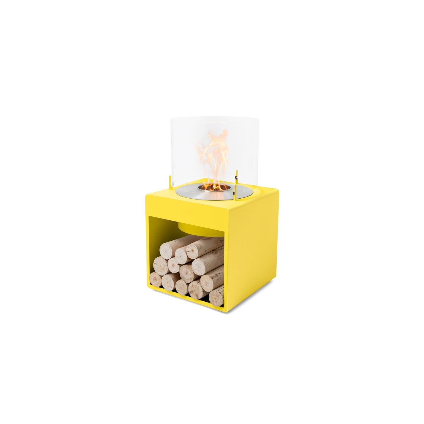 EcoSmart Fire POP 8L 31" Yellow Freestanding Designer Fireplace with Stainless Steel Burner by MAD Design Group