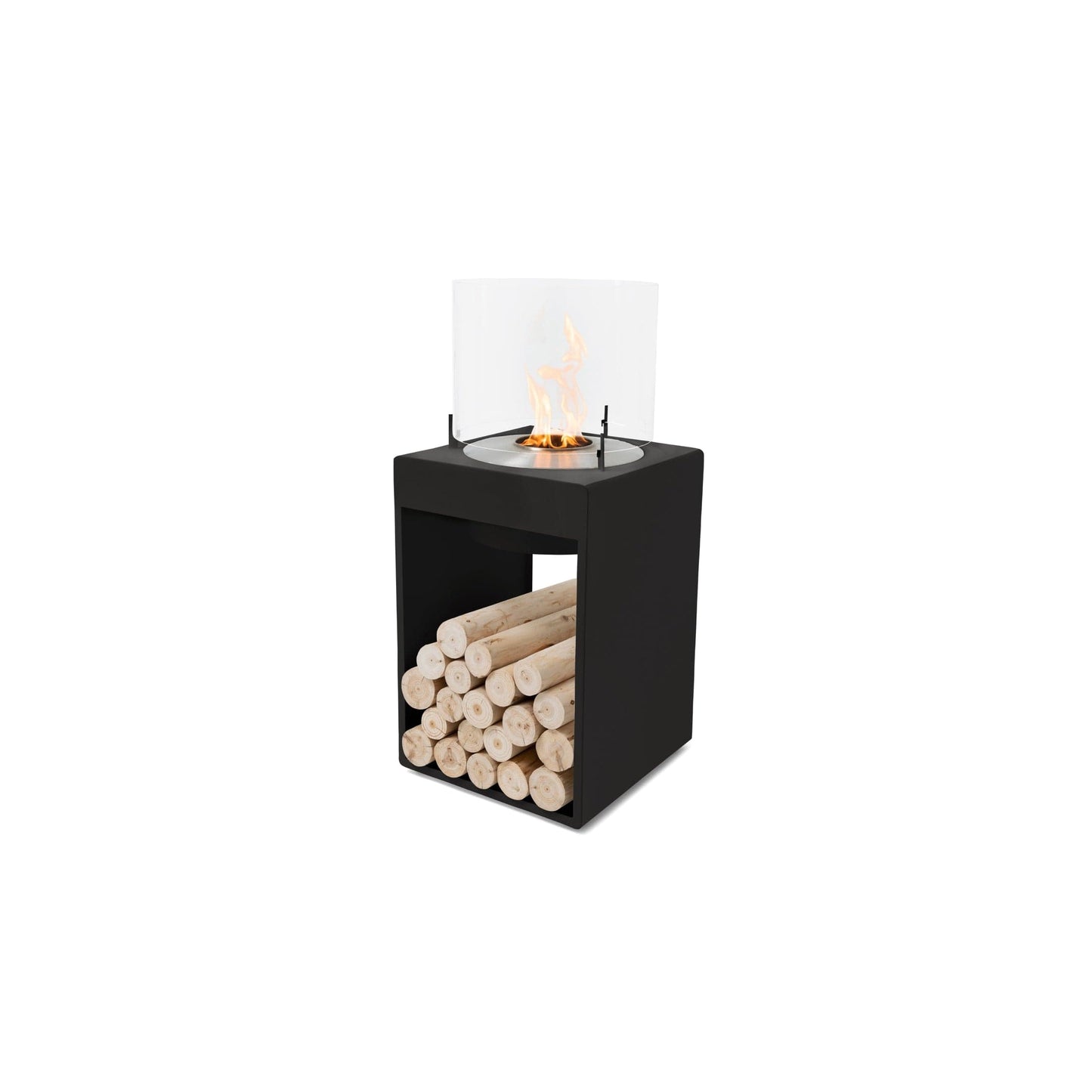 EcoSmart Fire POP 8T 39" Black Freestanding Designer Fireplace with Stainless Steel Burner by MAD Design Group