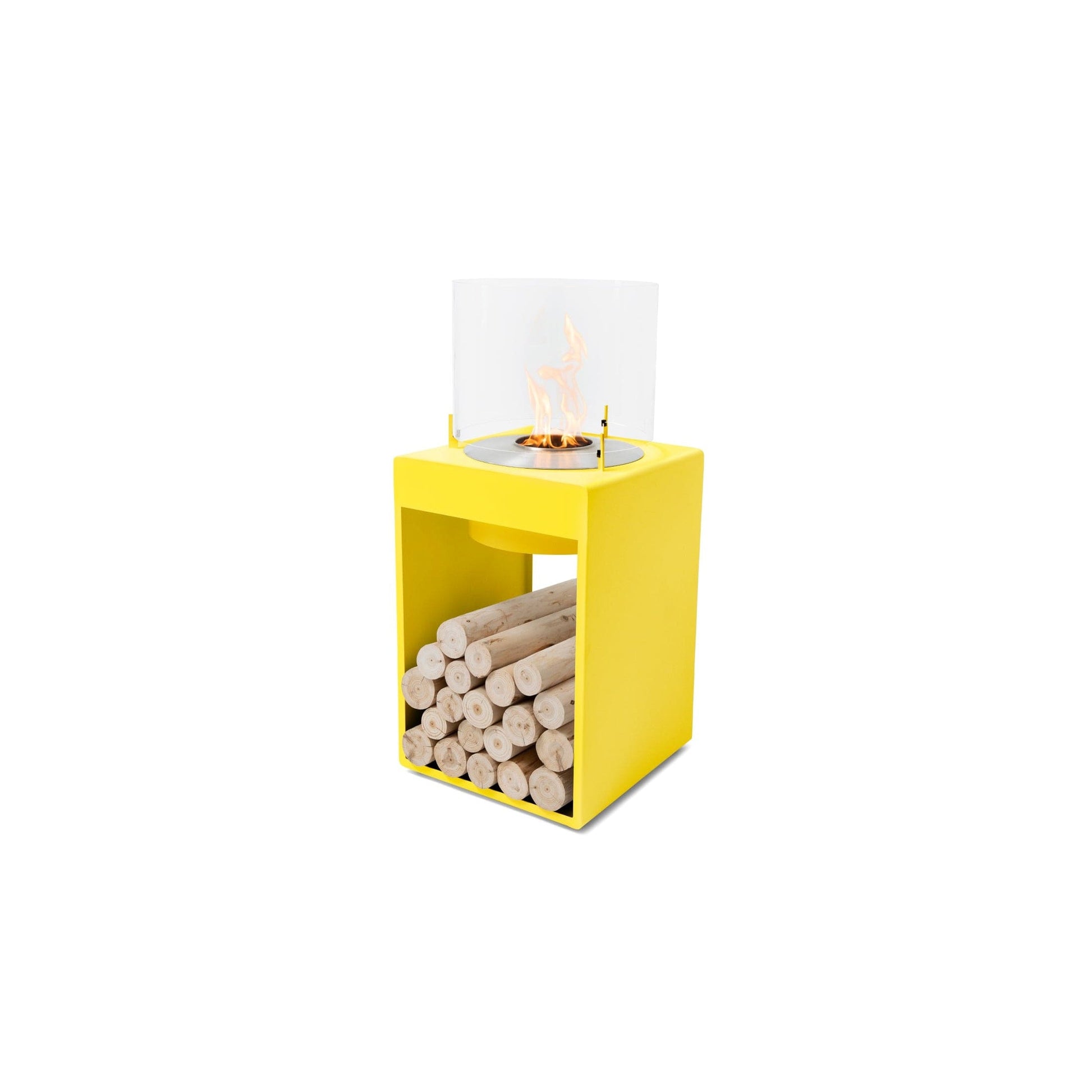 EcoSmart Fire POP 8T 39" Yellow Freestanding Designer Fireplace with Stainless Steel Burner by MAD Design Group