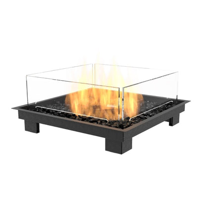EcoSmart Fire Square 22 24" Black Outdoor Fire Pit Kit with Gas LP/NG Burner by Mad Design Group
