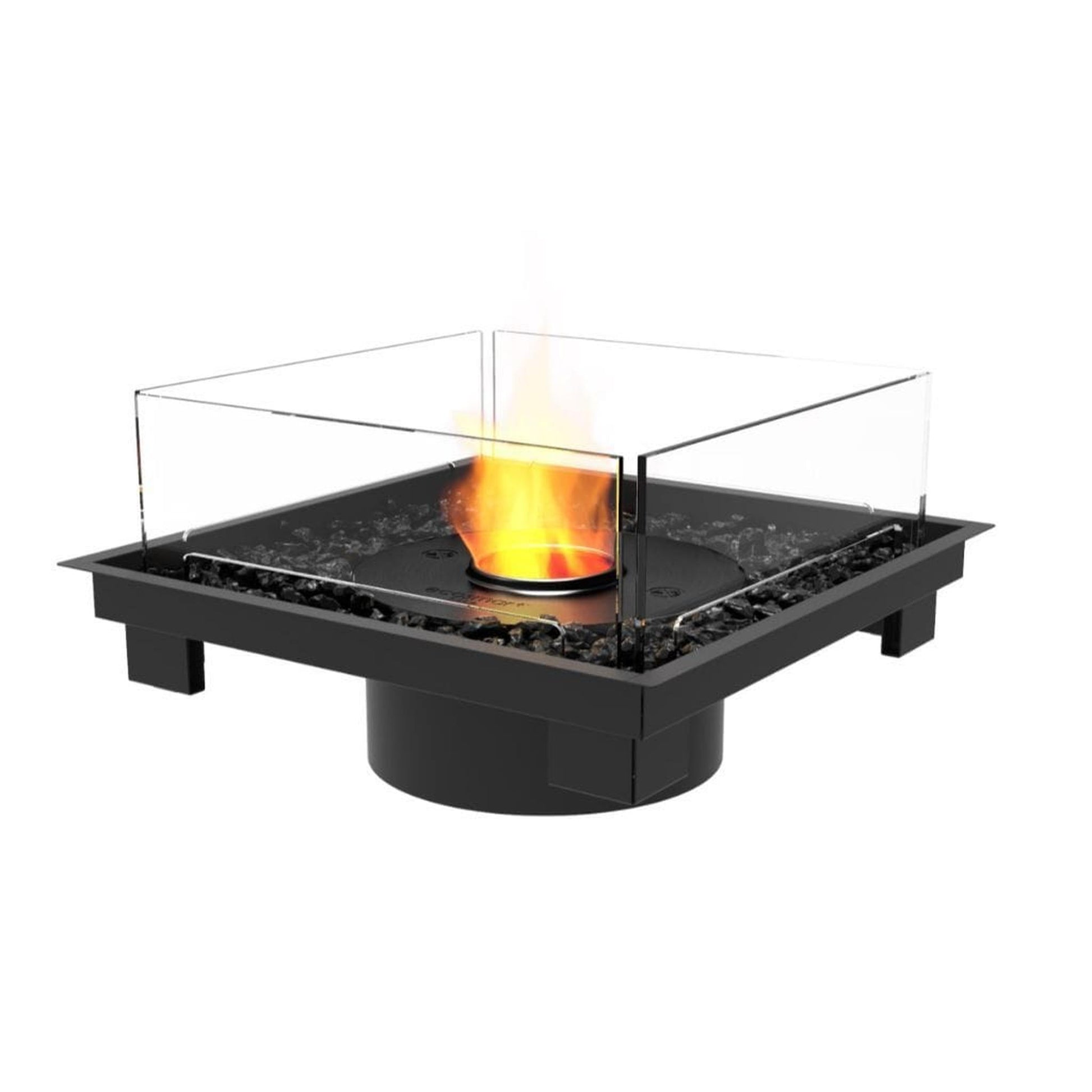 EcoSmart Fire Square 22 24" Outdoor Black Fire Pit Kit with Back Ethanol Burner by Mad Design Group