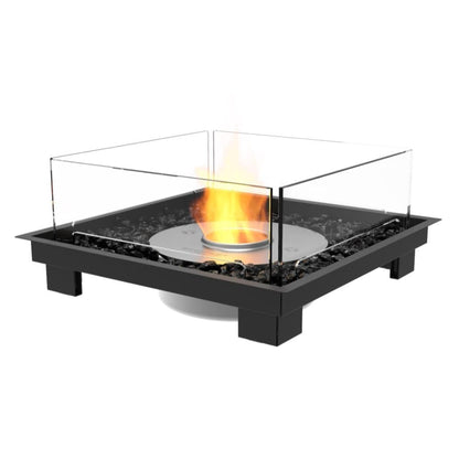 EcoSmart Fire Square 22 24" Outdoor Black Fire Pit Kit with Back Ethanol Burner by Mad Design Group