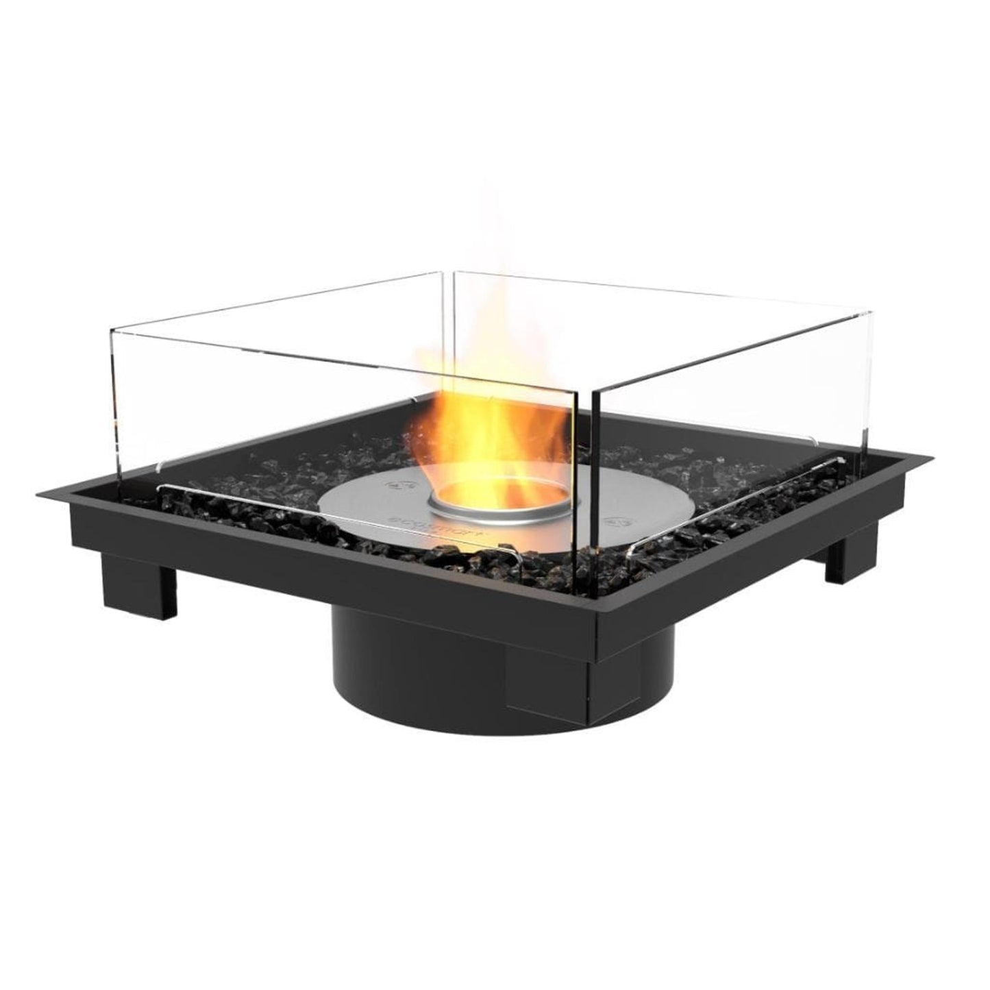 EcoSmart Fire Square 22 24" Outdoor Black Fire Pit Kit with Back Ethanol Burner by Mad Design Group