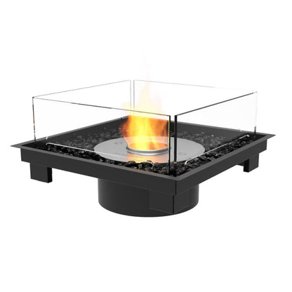 EcoSmart Fire Square 22 24" Outdoor Black Fire Pit Kit with Back Ethanol Burner by Mad Design Group