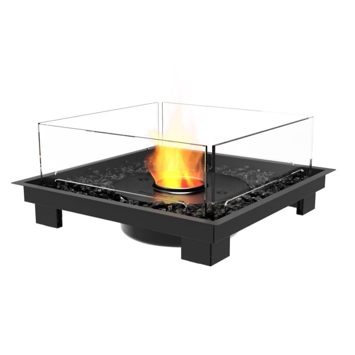 EcoSmart Fire Square 22 24" Indoor Black Fire Pit Kit with Stainless Steel Ethanol Burner by Mad Design Group