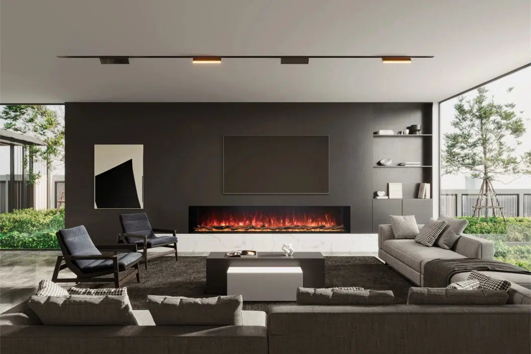 EcoSmart Fire Switch 96" Black Single Sided Electric Fireplace by MAD Design Group