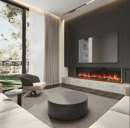 EcoSmart Fire Switch 96" Black Single Sided Electric Fireplace by MAD Design Group