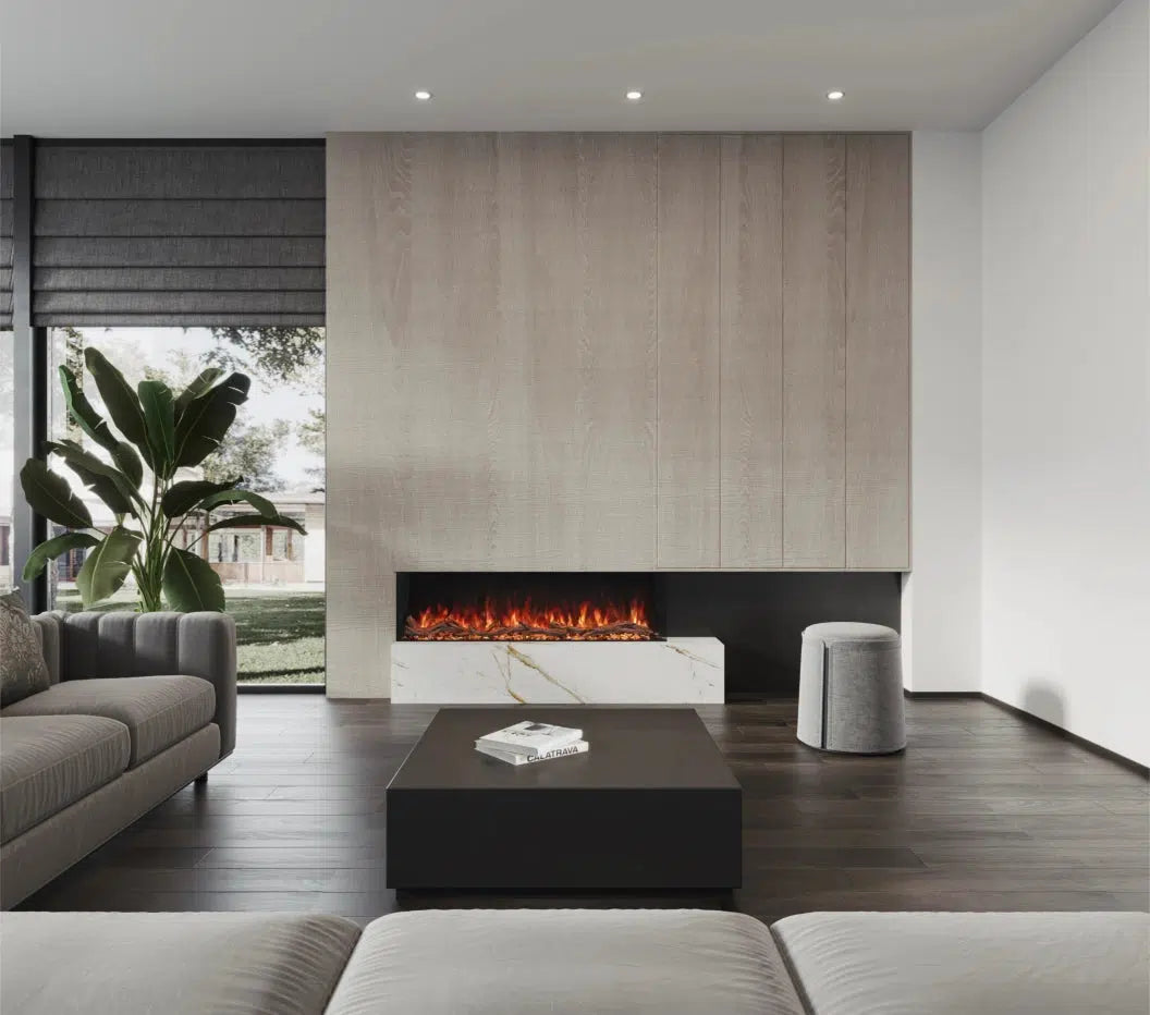 EcoSmart Fire Switch 96" Black Single Sided Electric Fireplace by MAD Design Group