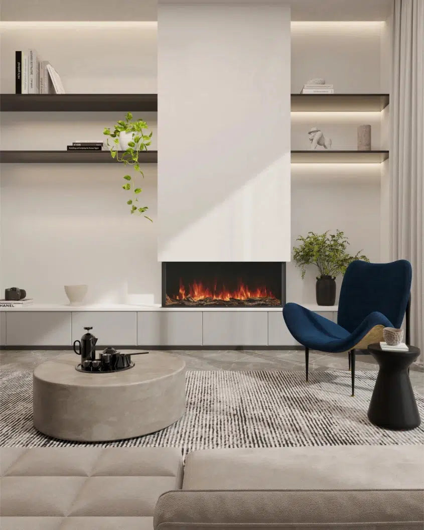 EcoSmart Fire Switch 96" Black Single Sided Electric Fireplace by MAD Design Group